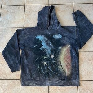 The Mountain Distressed Tie‎ Dye Space Galaxy Hoodie Sweatshirt, Sz XL
